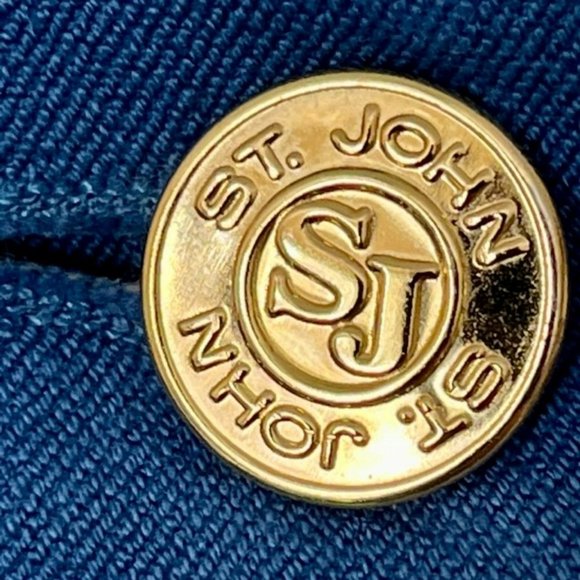 St. John Yellow Label Cerulean Blue High Rise Straight Leg Cotton Jeans - 8 - Picture 7 of 9